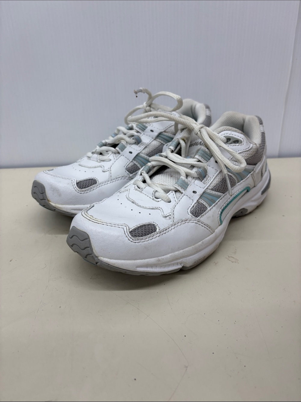 Orthaheel White Sneakers with Light Teal Accents